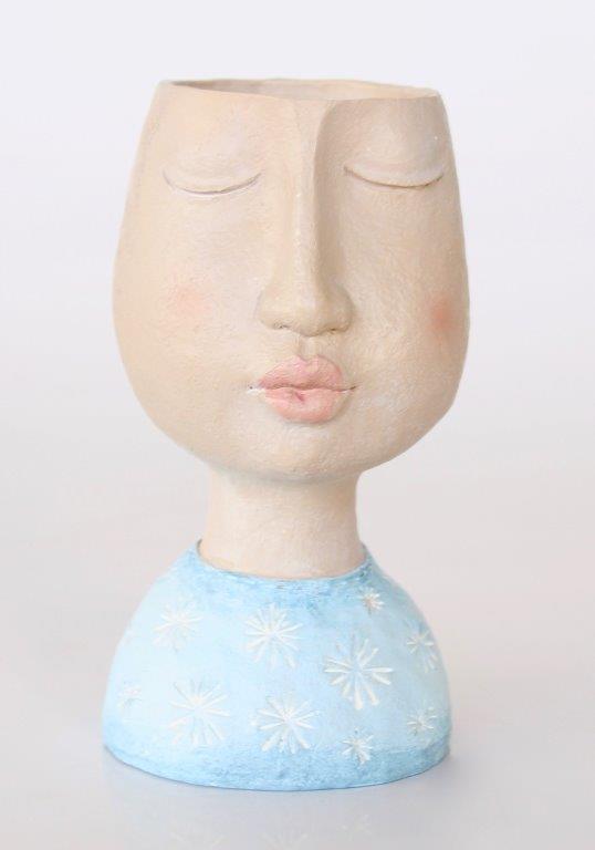 BLUE BUST FLOWER POT  21X10.5CM